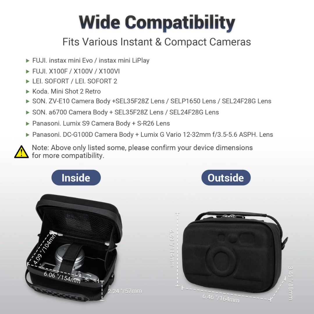 Camera Hard Case for Fujifilm Instax Mini Evo Instax Mini Liplay X100VI X100F Leica SOFORT 2 KODAK Mini 2 Retro Sony ZV-E10